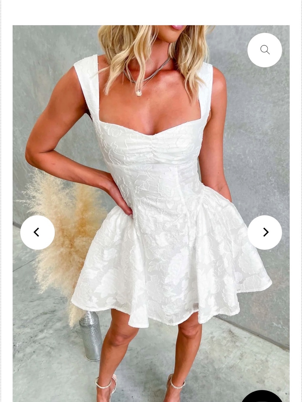 Ivory Floral Square-Neck Mini Wedding Dress